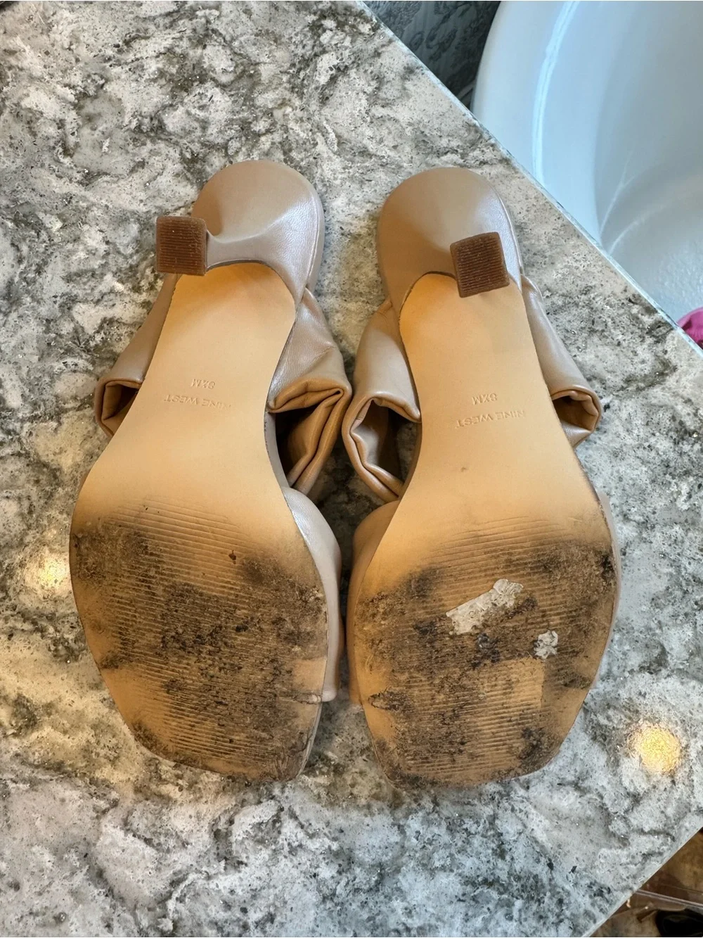 Nine West Women's Beige Twist Strap Slide Mules